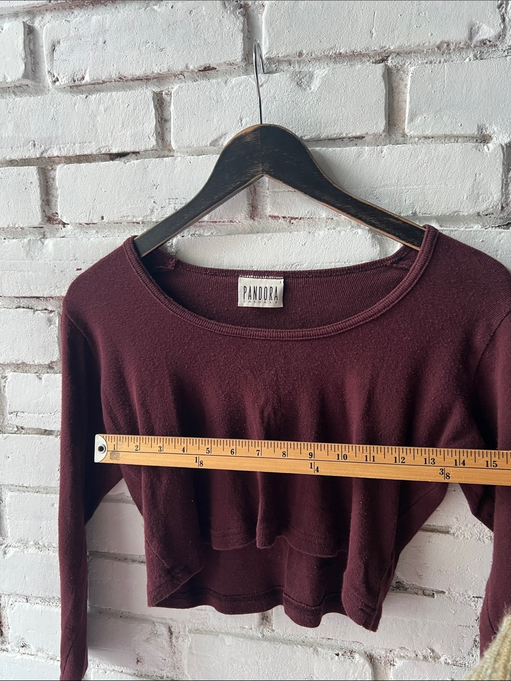 Pandora Women's Cropped Long-Sleeve Top in Deep Wine - Picture 3 of 4